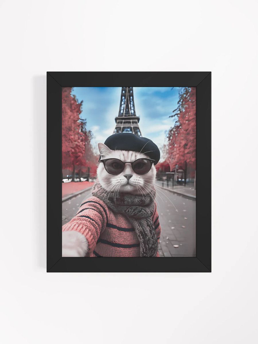 Purrrfect Parisian Selfie - Framed Cat Poster product image (5)