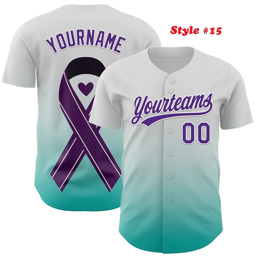 Authentic Baseball Jersey, Custom Baseball Jersey, Personalized Sport Jersey, Colorful, Flowers, Number, Logo, Love, Ribbon Gift product image (186)