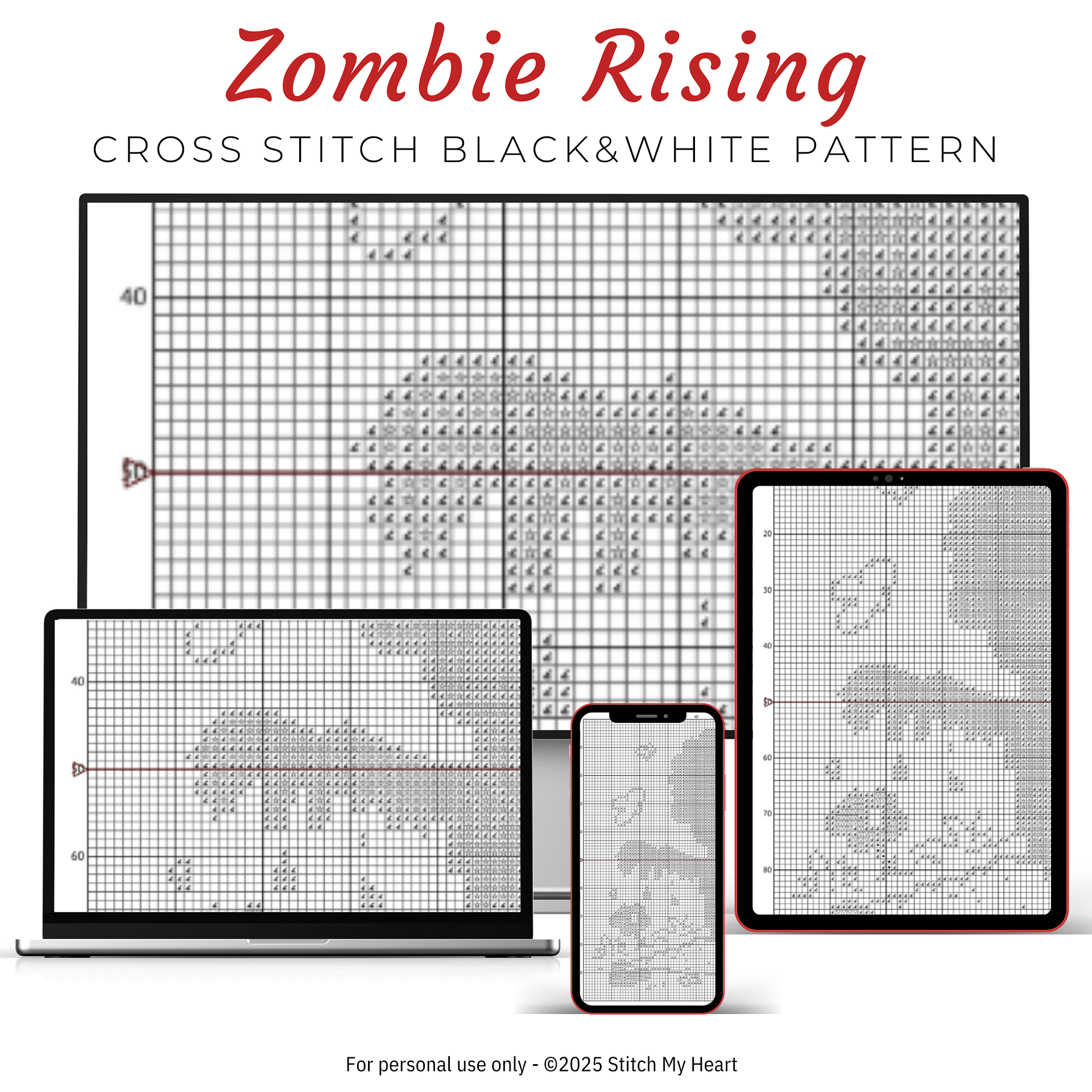 Zombie Rising Cross Stitch Pattern product image (4)