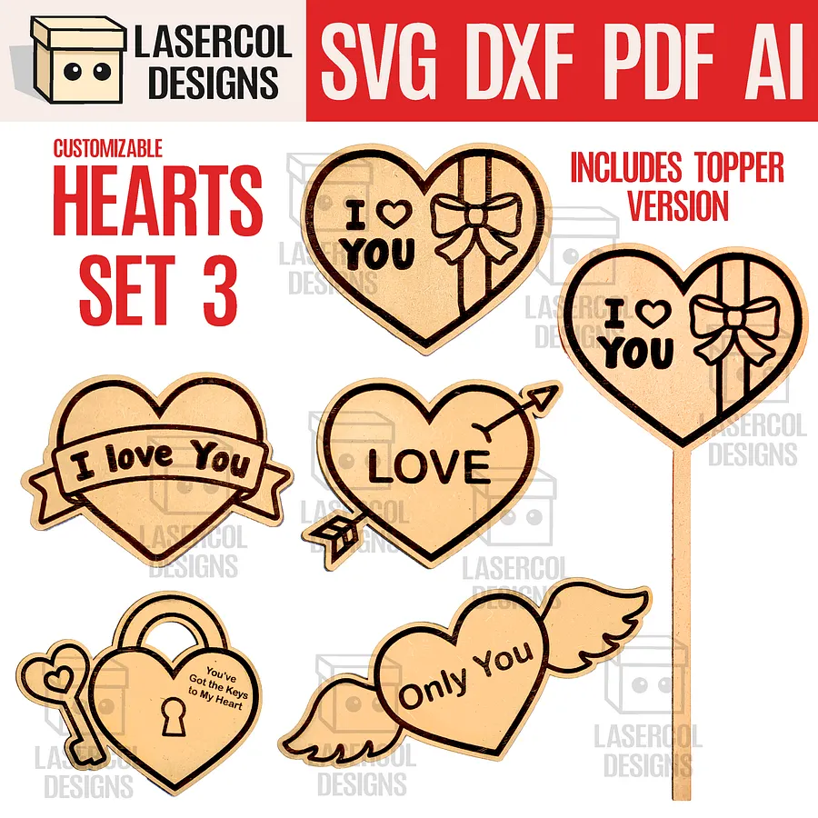 Hearts Bundle (Set 1-2-3-4) - Laser Cut Files product image (5)