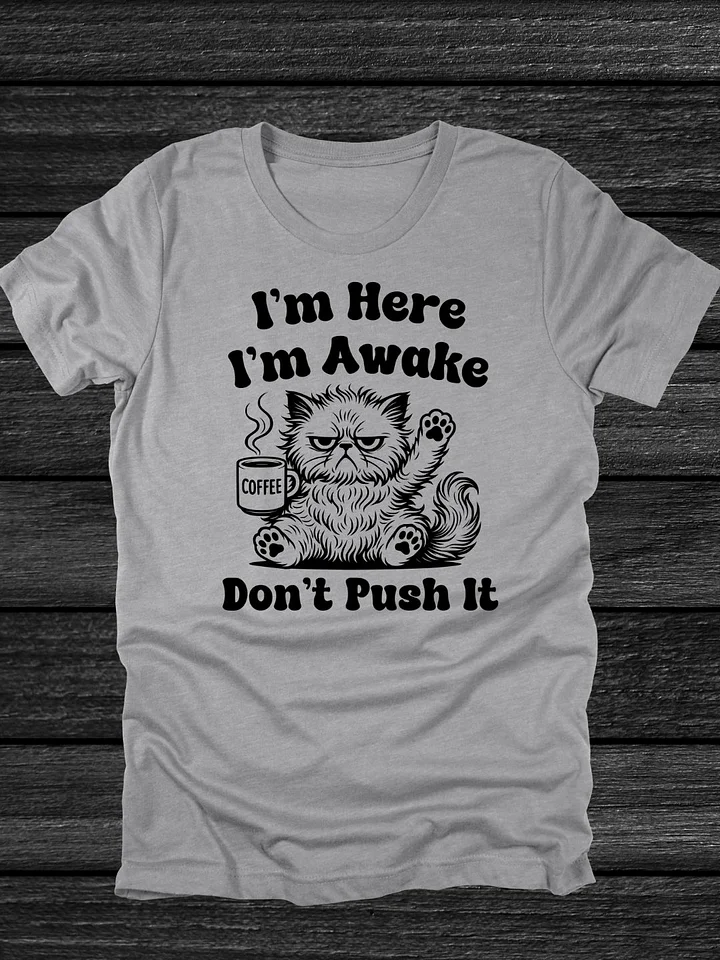 I'm Here, I'm Awake, Don't Push It Cat T-Shirt product image (1)