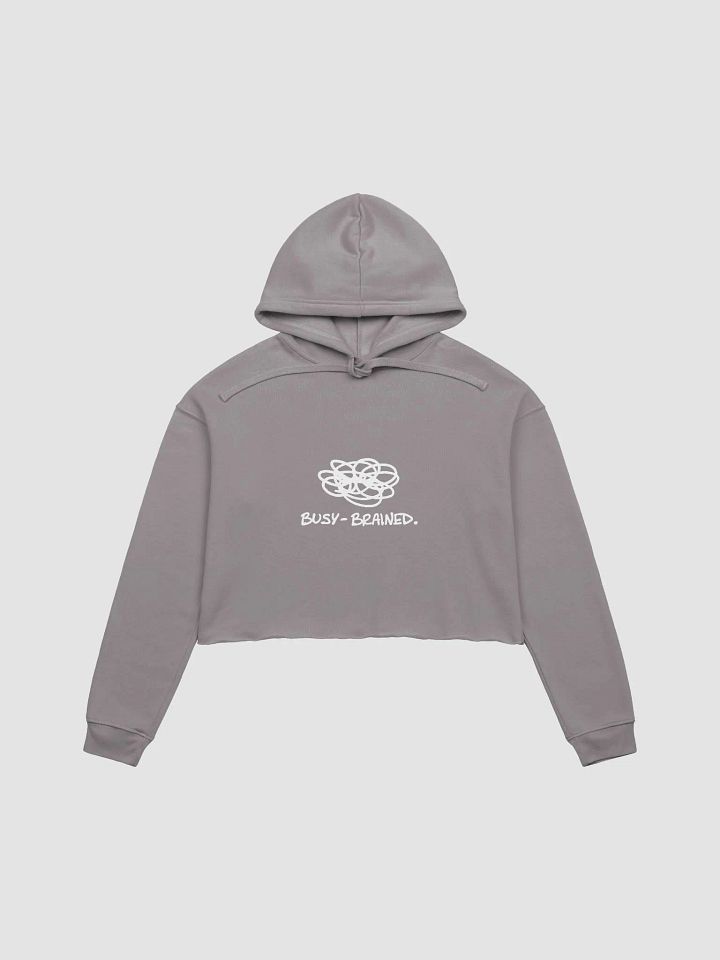 BUSY-BRAINED (white design) fleece cropped hoodie product image (26)