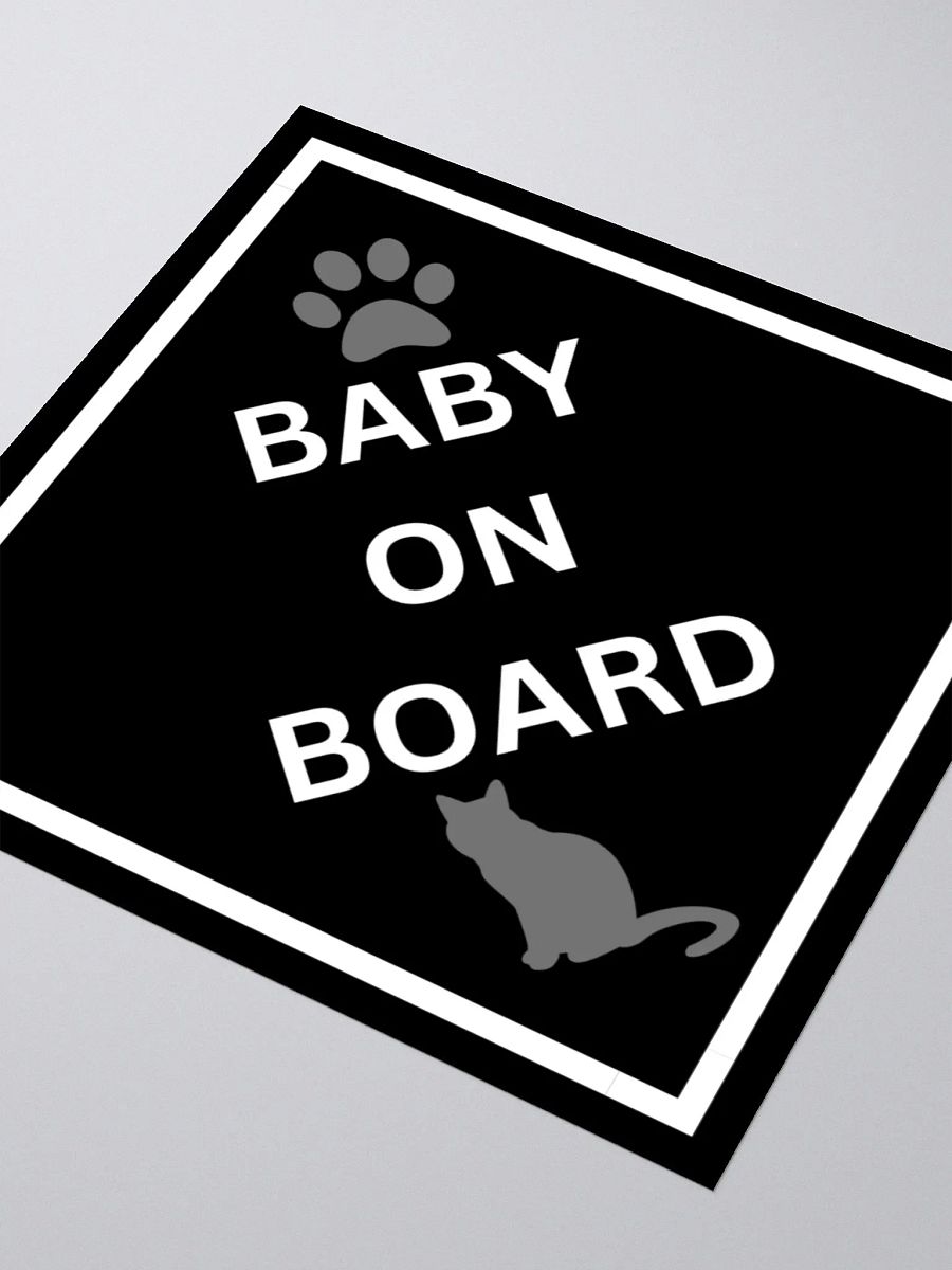 Cat Baby on Board Sticker - Gray on Black product image (1)