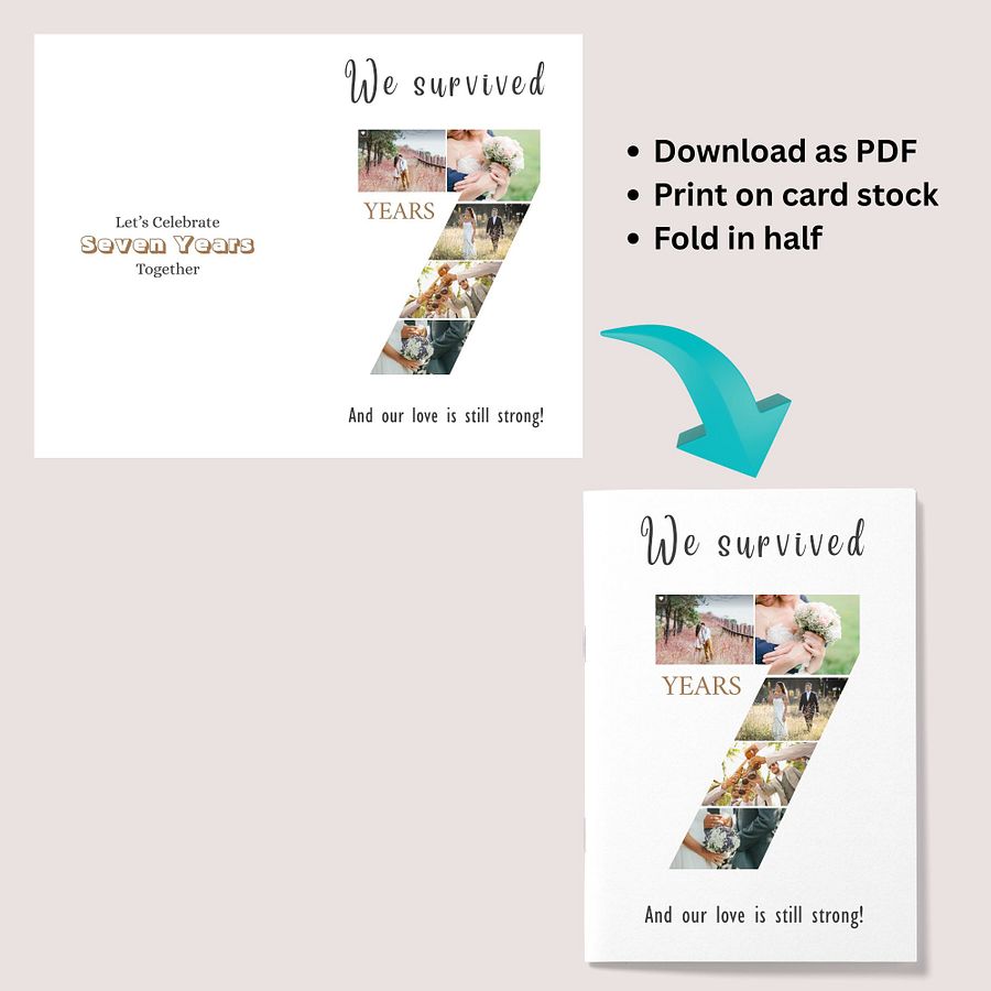 7 Year Anniversary Photo Card Editable Canva Template product image (8)