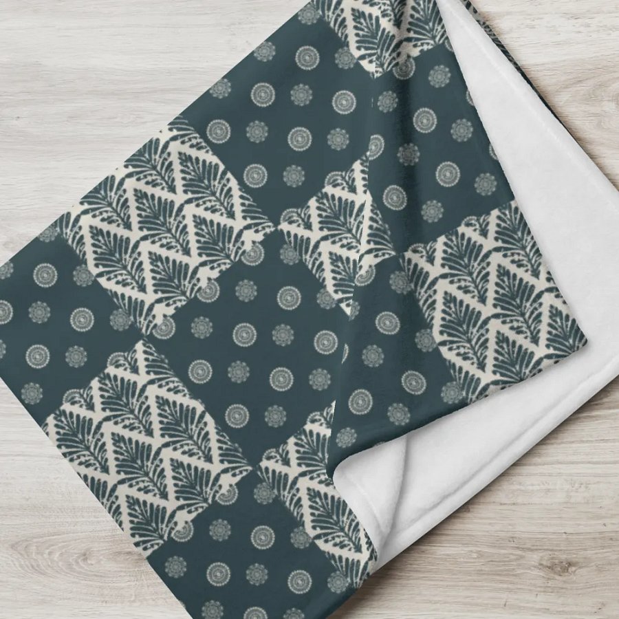 Boho Patchwork Dark Slate Grey Throw Blanket product image (6)