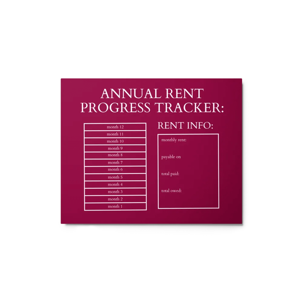 HIGHFALUTIN ANNUAL RENT TRACKER (white design 7) product image (1)