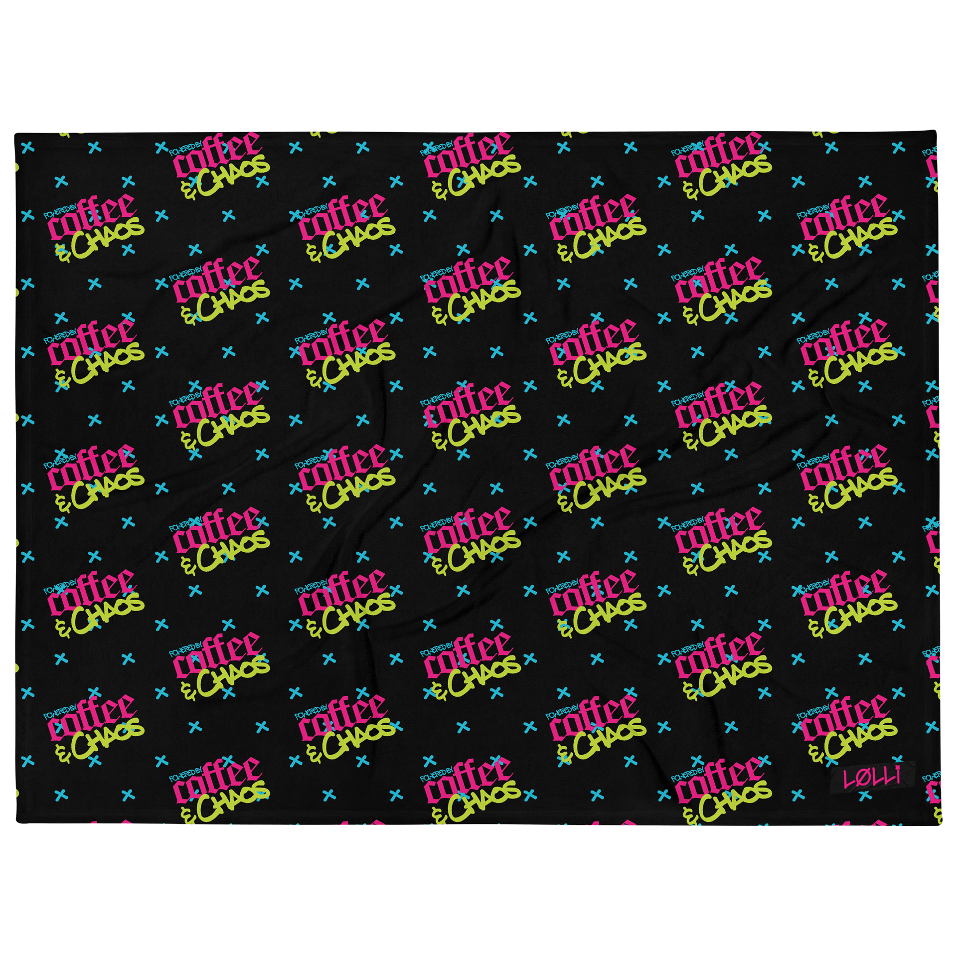 Powered by Coffee & Chaos Throw Blanket product image (1)