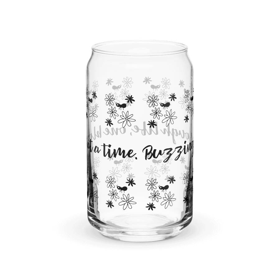 Buzzing Through Life Can Glass – Bee & Floral Aesthetic 16oz Drinkware product image (1)