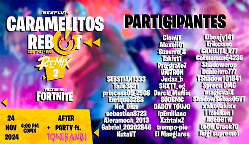 ⏪ ¡LISTA DE PARTICIPANTES PARA EL TORNEO ESTE DOMINGO 24 DE NOV A LAS 4:00 PM CDMX! ⏪

¡Si no vez tu nombre, contáctame direc...
