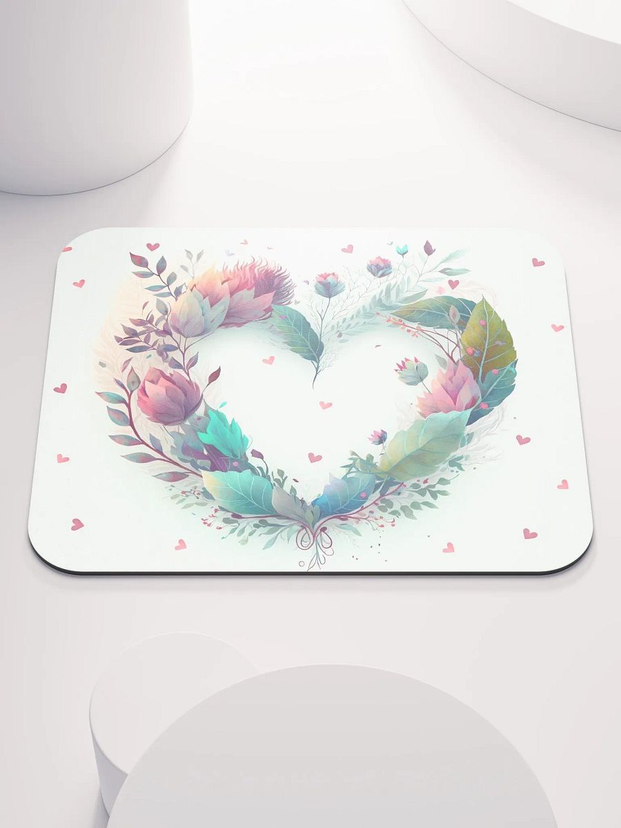 Valentines Flower and Greenery Heart Mousepad product image (1)