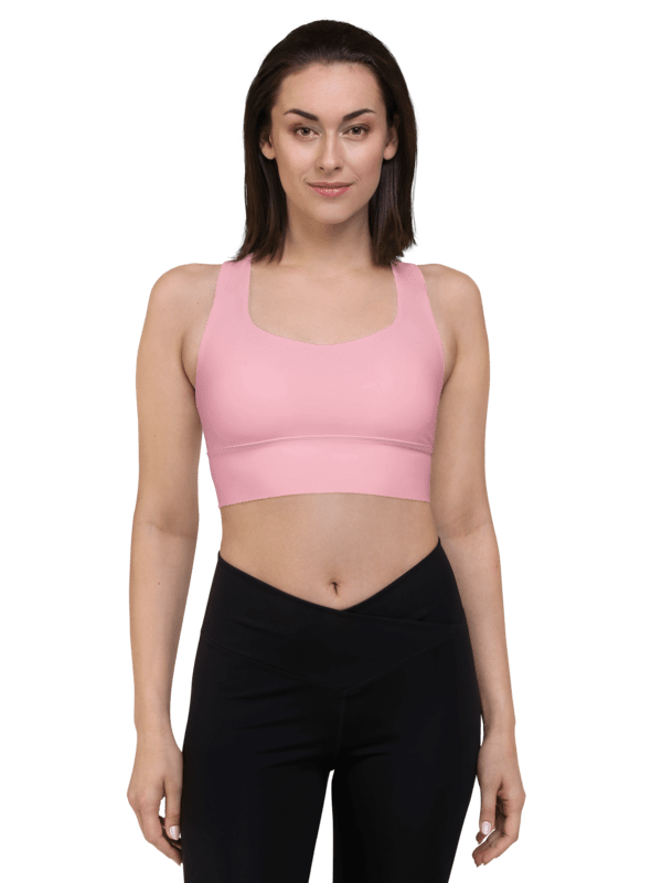 Plain Color Pink Longline Sports Bra product image (1)
