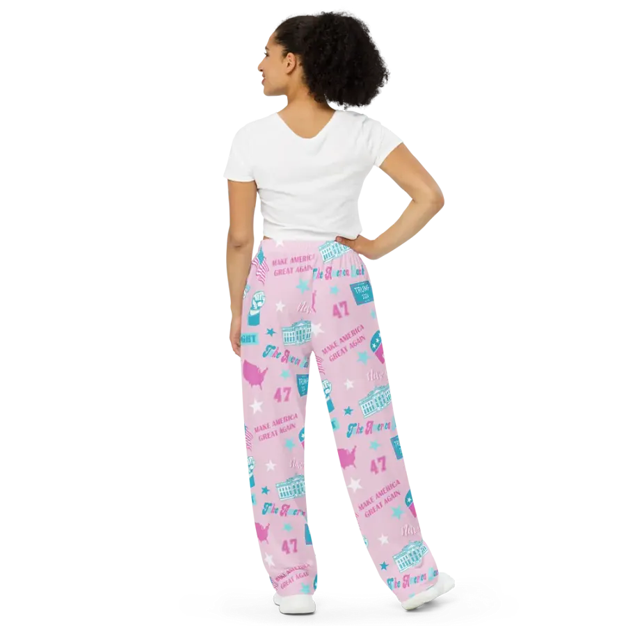 Trump 2024 Election-Themed Patriot Make America Great Again Pink Pattern Pajama Pant product image (4)