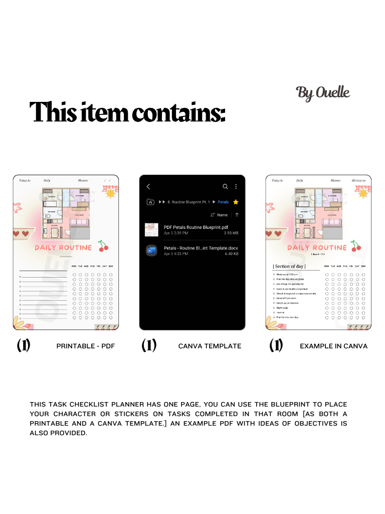 Petals style - Routine Blueprint: Automate Your Habits - Daily Task Planner (PDF & Template) product image (7)