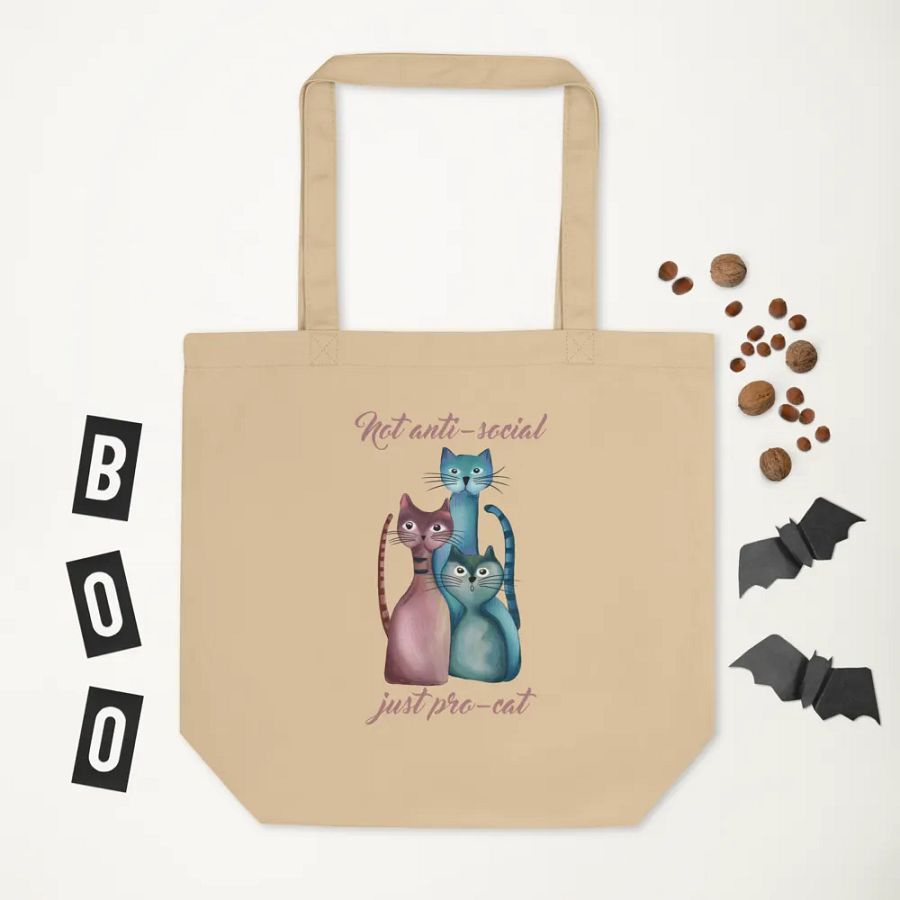 Handdrawn Cat Lover Abstract Colorful Eco-Friendly Canvas Tote Bag product image (4)
