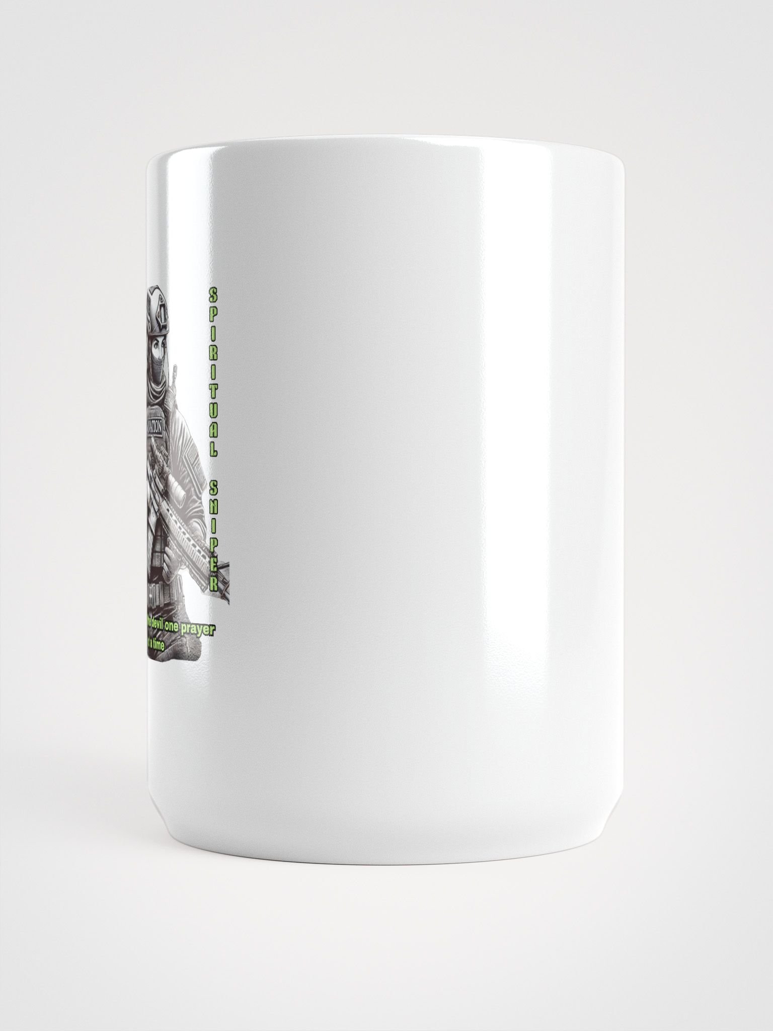 Spiritual Sniper Christian 15 oz White Coffee Mug Taking Out the Devil One Prayer at a Time Faith Based Drinkware product image (6)