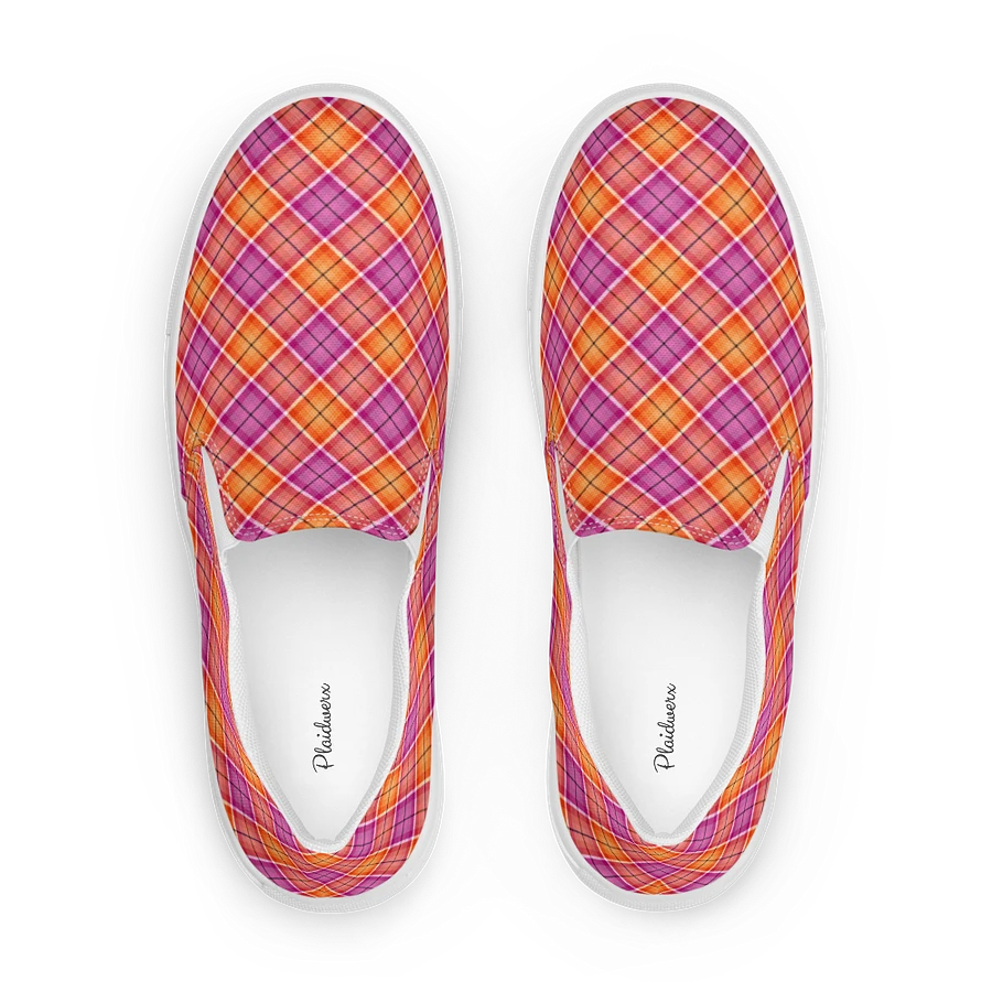 Bright Orange and Pink Plaid Women's Slip-On Shoes product image (1)