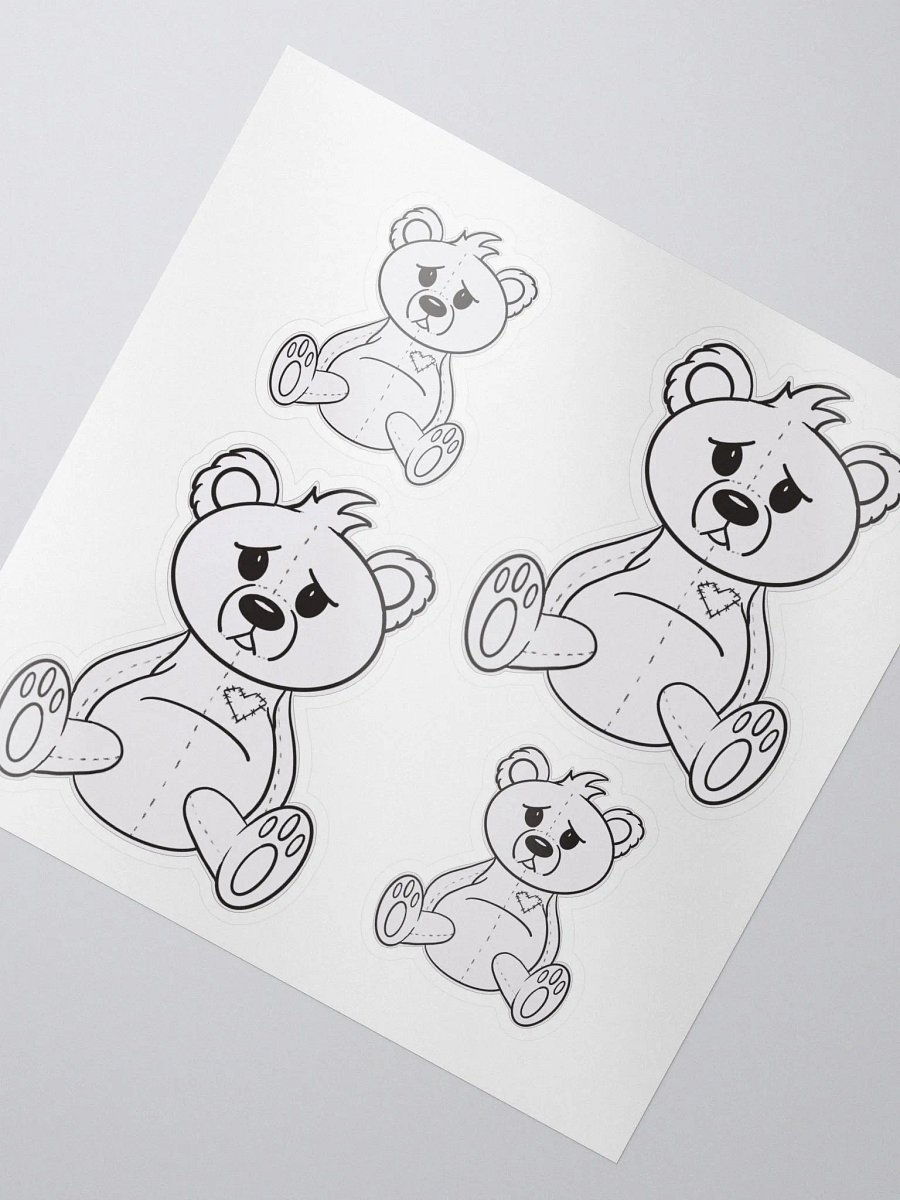 Anxious Teddy B&W Stickers product image (1)