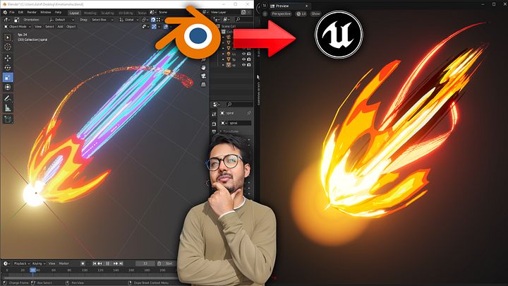 Kamehameha Beam in Blender and Unreal Engine 5.4 Niagara Tutorial | B'day Special Free Files product image (1)