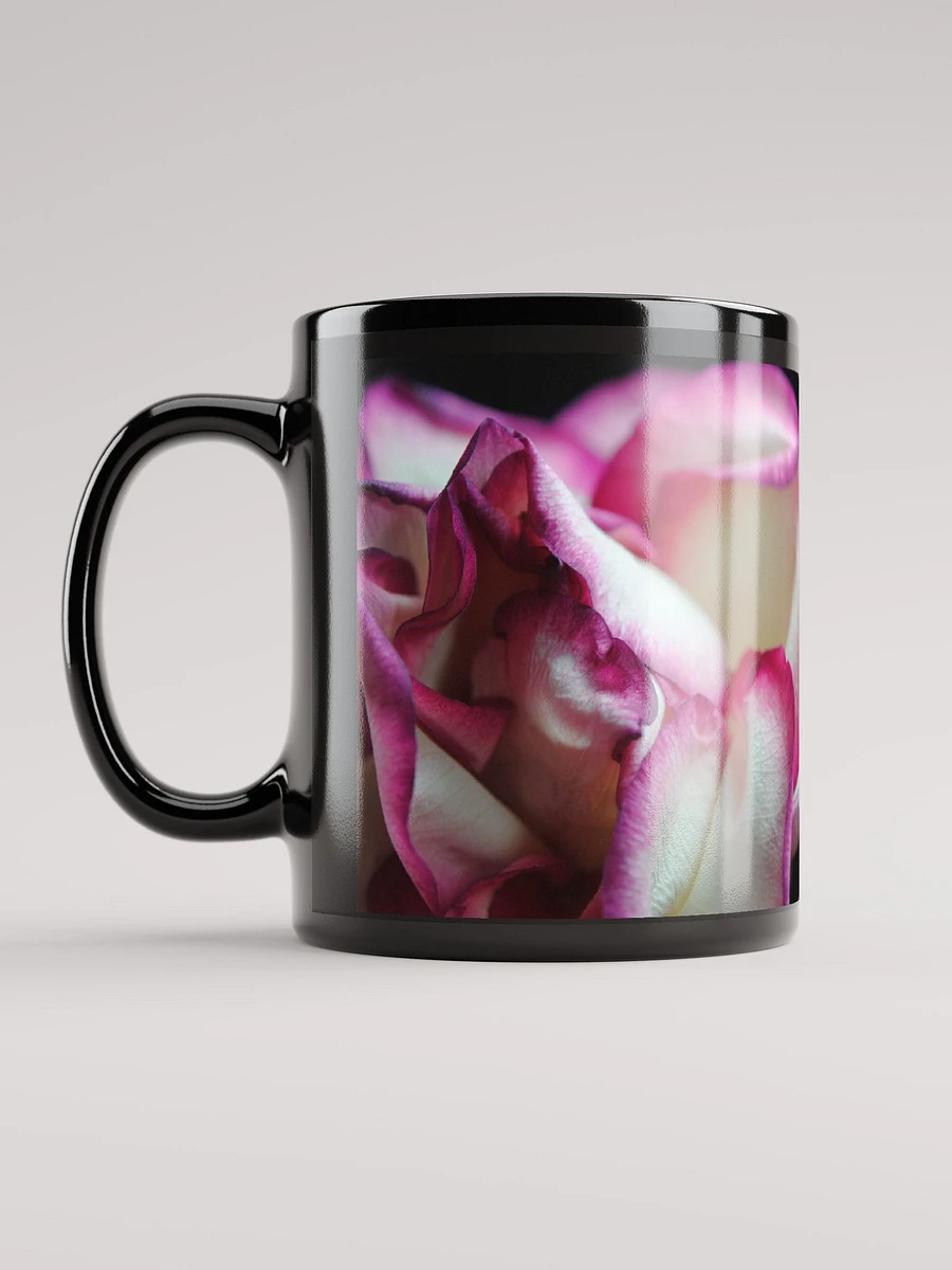 Pink Lined White Rose Black Coffee Mug product image (11)