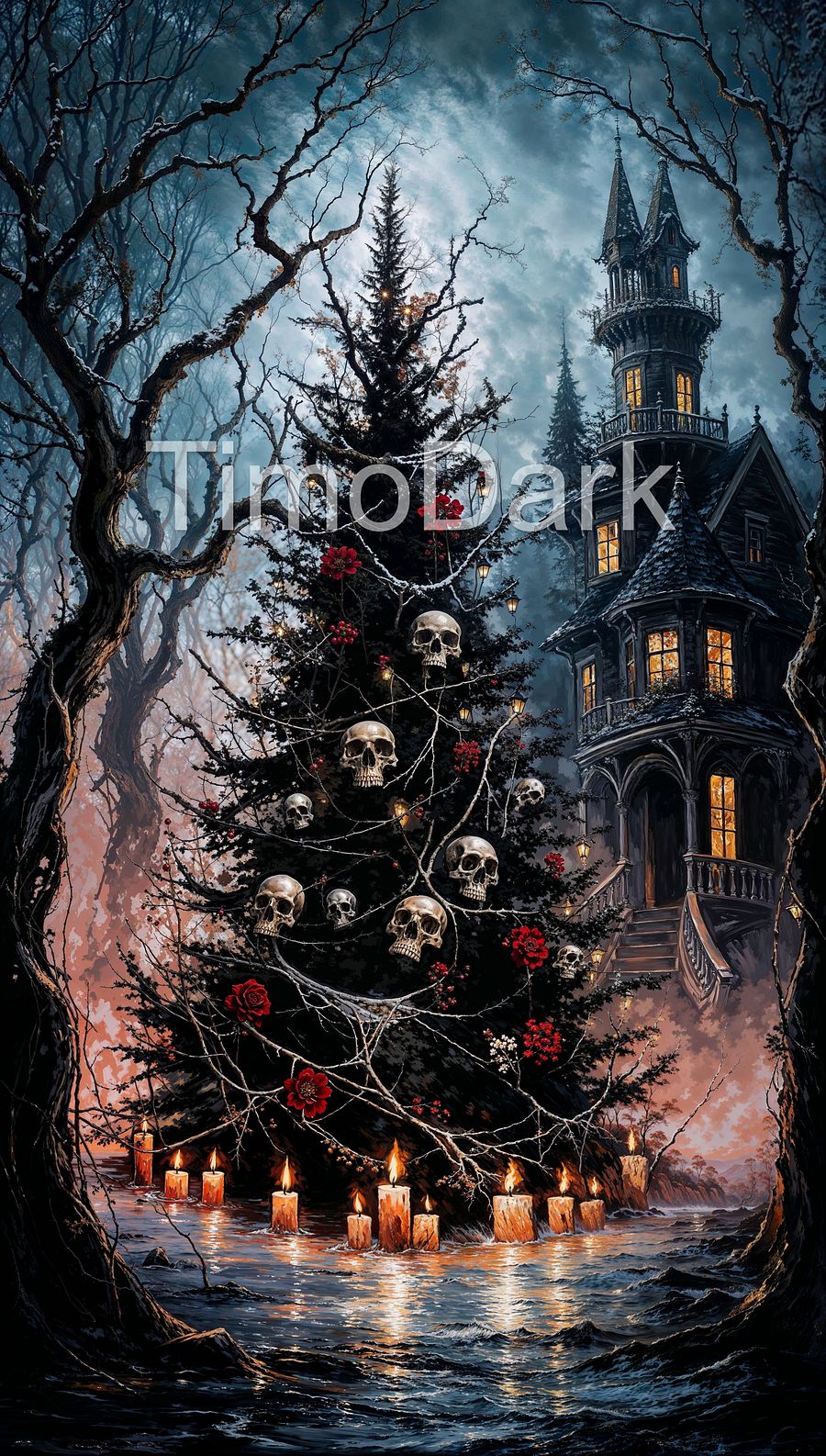 Macabre Noel Christmas Phone Wallpaper product image (1)
