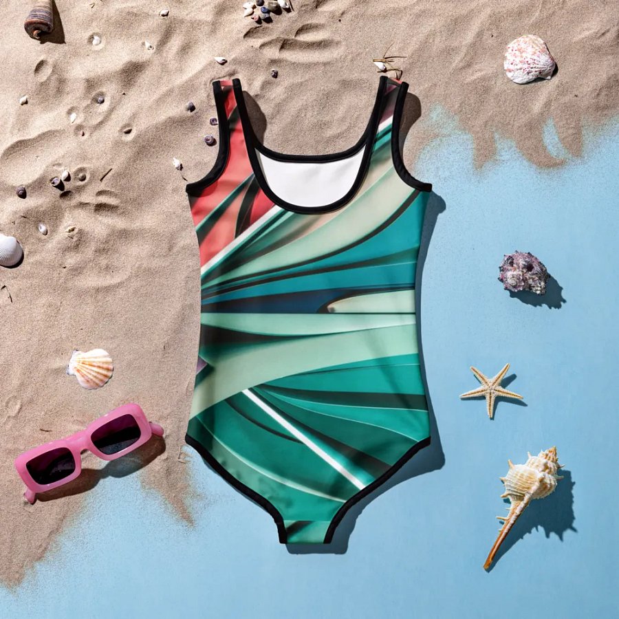 TDS Music Kids Abstract Swimsuit in Vibrant Colors (Sizes 2T-7) product image (12)