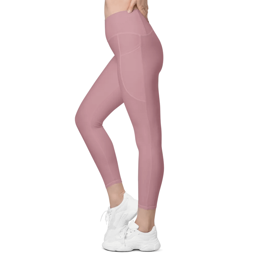 Plain Dusty Pink Soft Summer Women's High Waisted Premium Crossover Leggings with Pockets by Treasure Pie product image (5)
