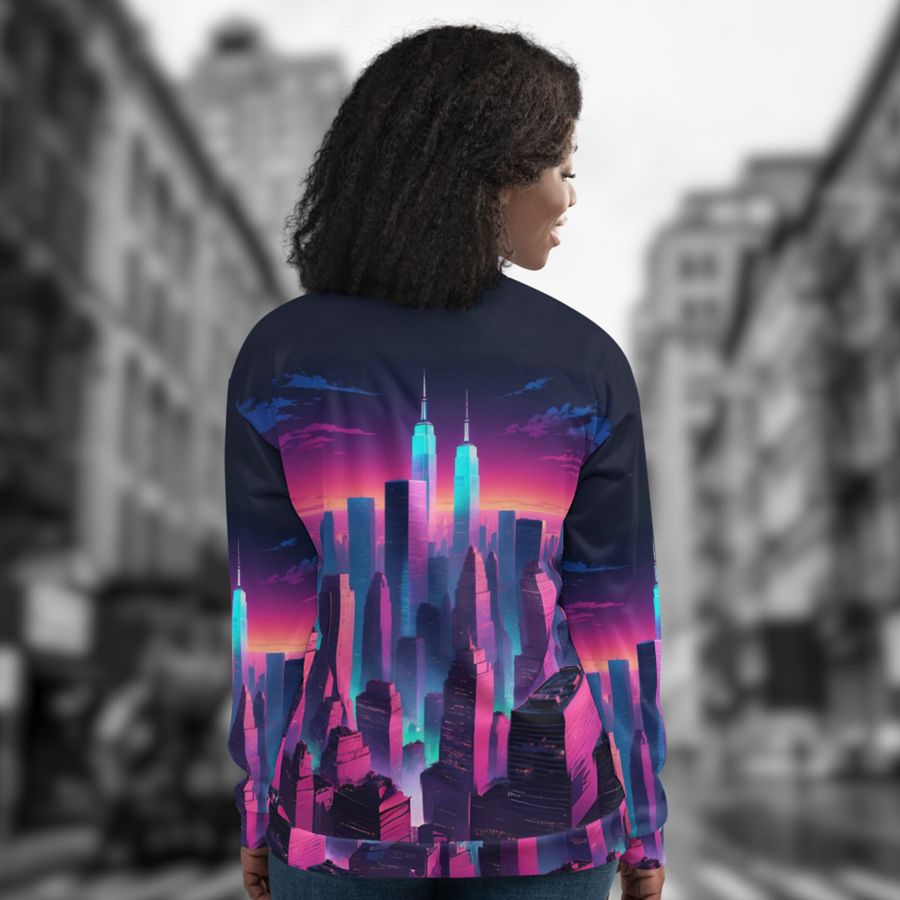 Vaporwave New York City Bomber Jacket product image (4)