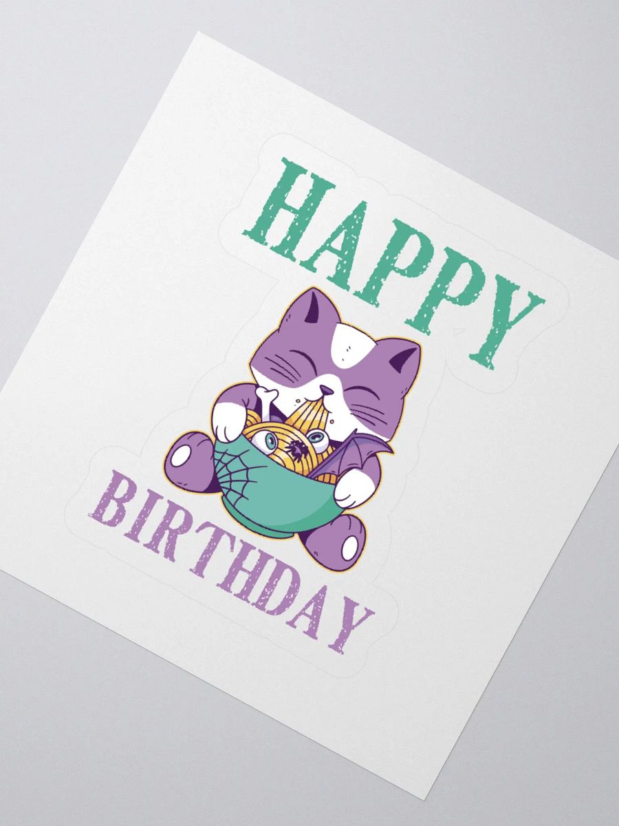 Happy Birthday (Spooky Cat Eating Noodles) Sticker product image (2)