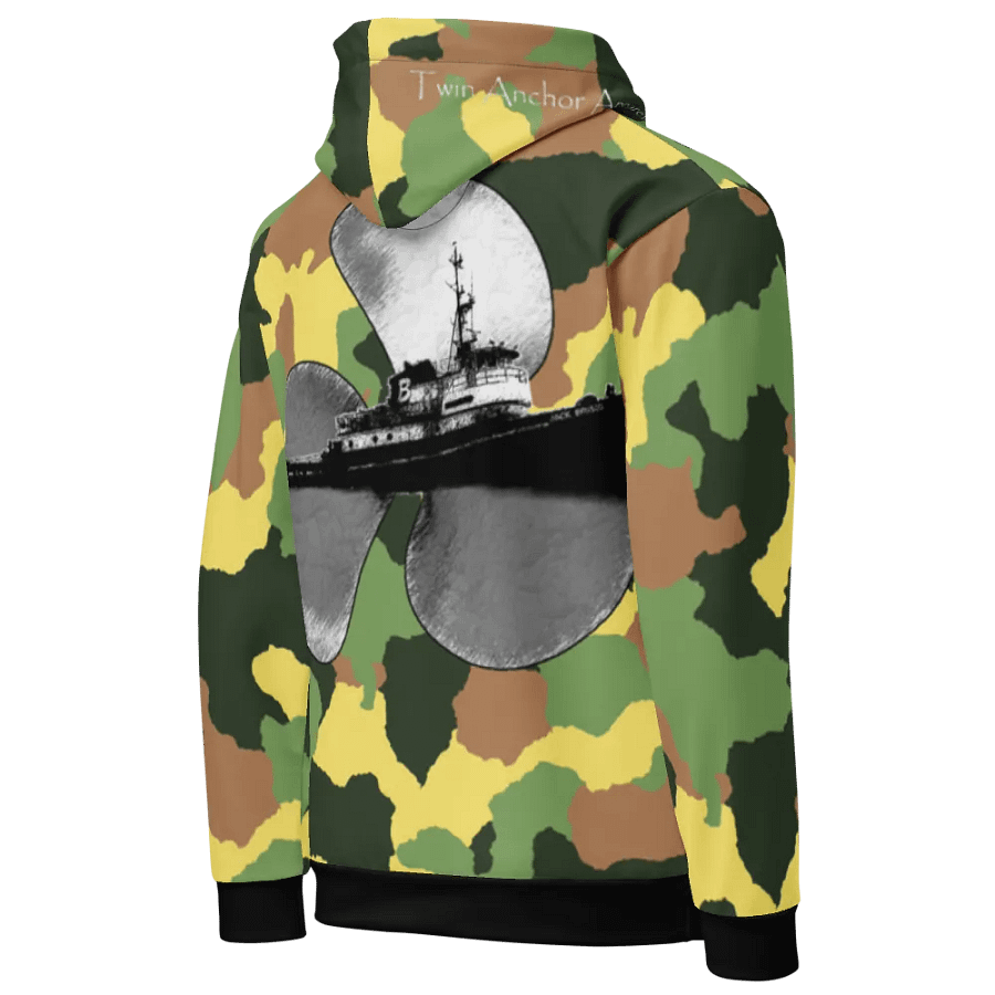 Green Camouflage Three blade prop & Jack tug Hoodie product image (10)