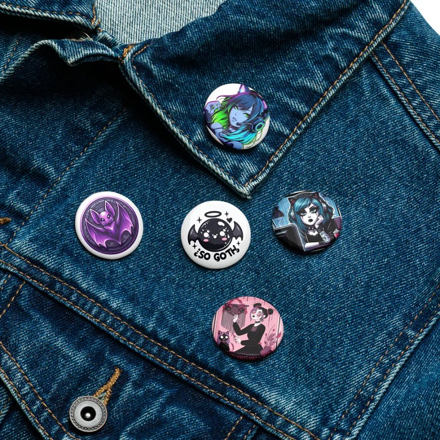 GothAunty Set of 5 Pin Buttons product image (16)