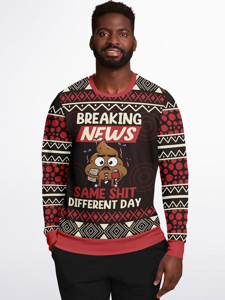 "Breaking News SSDD" Emoji Ugly Christmas Sweater | Funny Sarcastic Holiday Sweatshirt | Humorous Winter Party Outfit | Unisex Gag Gift product image (1)