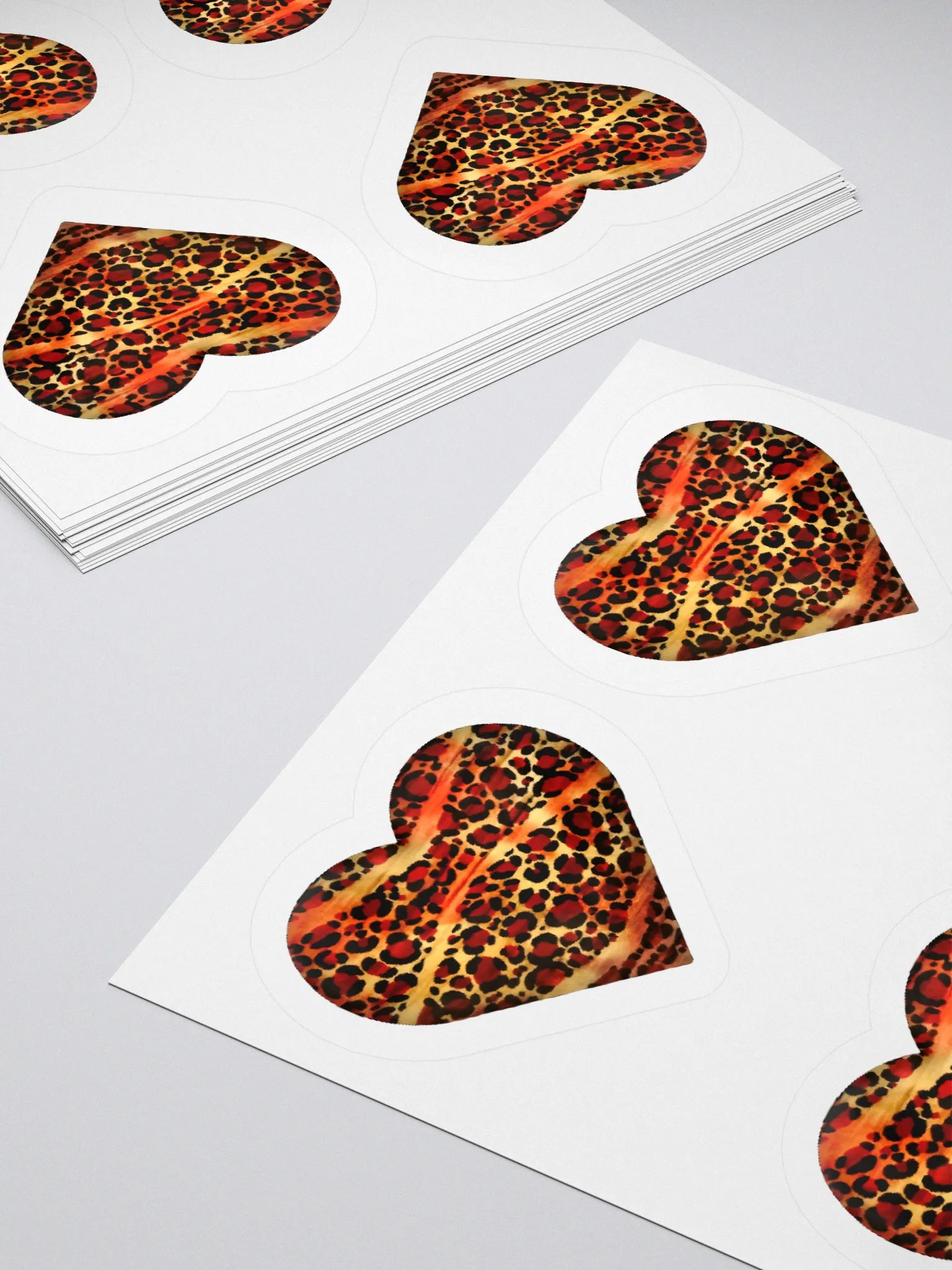 Leopard Skin Red Gold Stripes Heart - Kiss Cut Sticker product image (3)