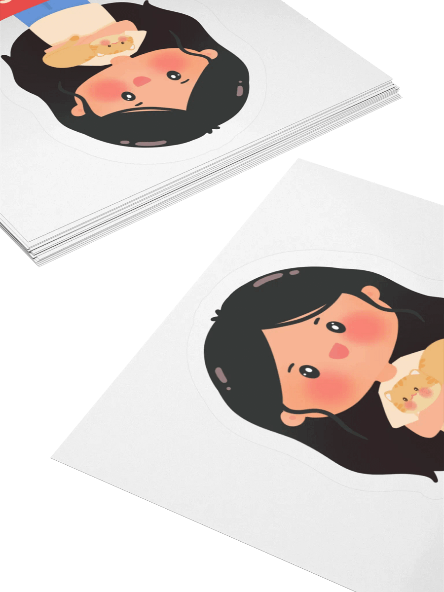 I love cats! Girl with Orange Cat Vinyl Sticker product image (5)