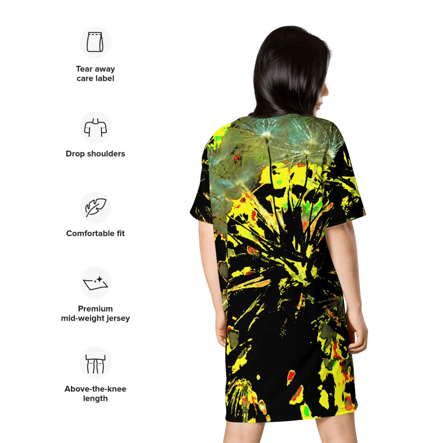 Bright Abstract Dandelion Clock Ladies T Shirt Dress product image (10)