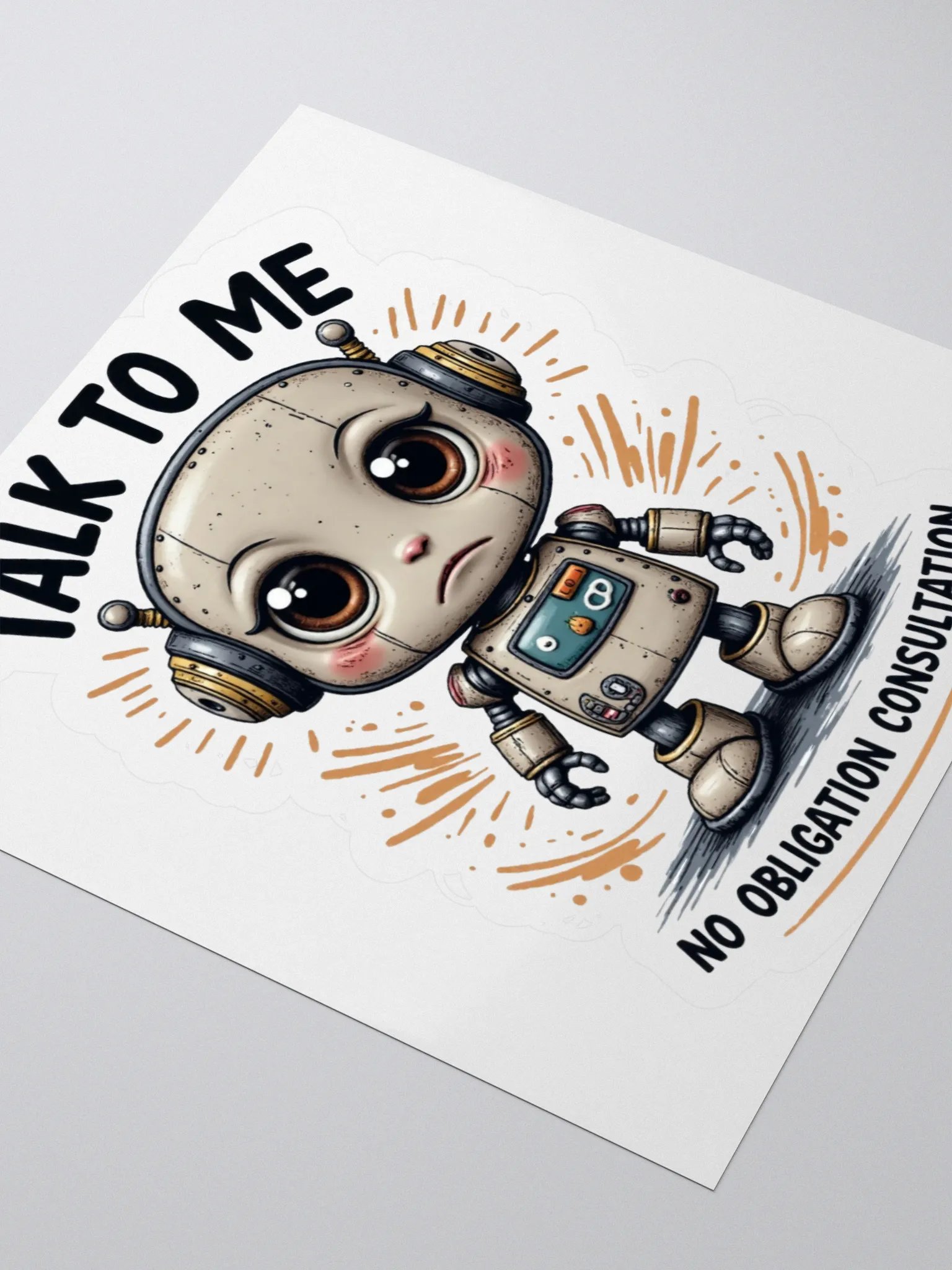 Sad Lonely Robot Stickers product image (9)