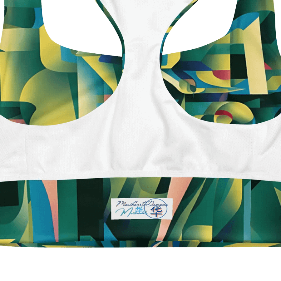 Abstract Lithographic Pattern Design Longline Sports Bra - V8 product image (3)