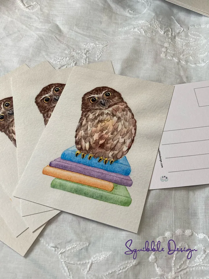 Owl on Books Postcard product image (2)