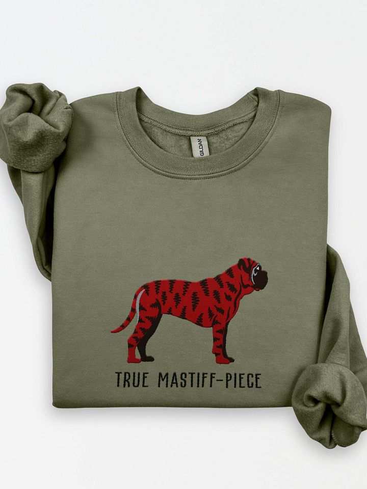 True Mastiff-Piece Sweatshirt (Embroidered) of an English Mastiff(Brindle) product image (1)