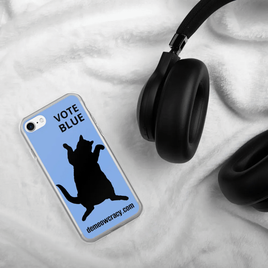Vote Blue Dancing DeMeowcracy Cat iPhone Case - Light Blue product image (5)