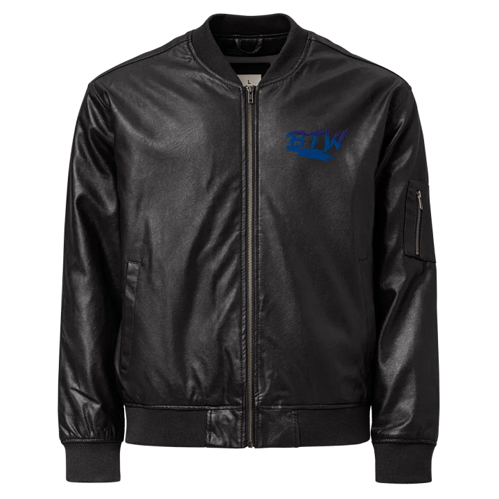New BTW logo faux leather bomber jacket product image (1)