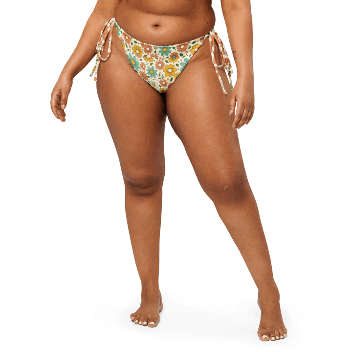 Retro Bloom String Bikini Bottoms – Groovy Florals & Tie-Side Fun product image (1)