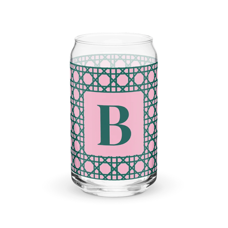 Cannage Green Pink Initial B Can-Shaped Glass product image (1)