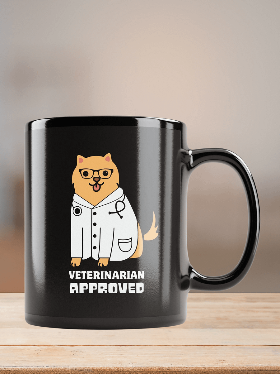 "Veterinarian approbed" black glossy mug product image (7)