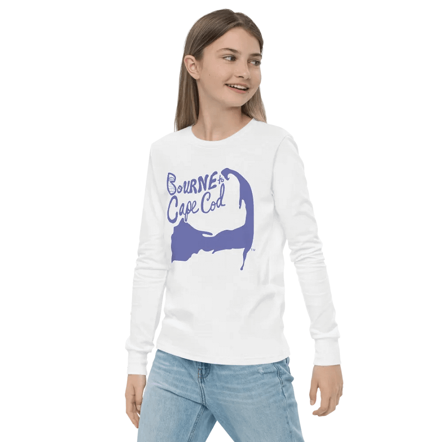 Girls' | BOURNE to Cape Cod™ | Youth Long Sleeve Tee | Coastal Cool for the Next Generation | Slate Blue Logo product image (35)