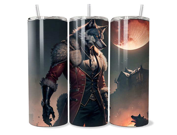 Moonlit Werewolf Warrior Tumbler - 20oz Stainless Steel product image (1)