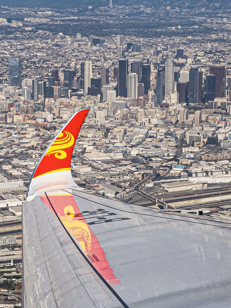Digital Wallpaper - A350 over Downtown Los Angeles