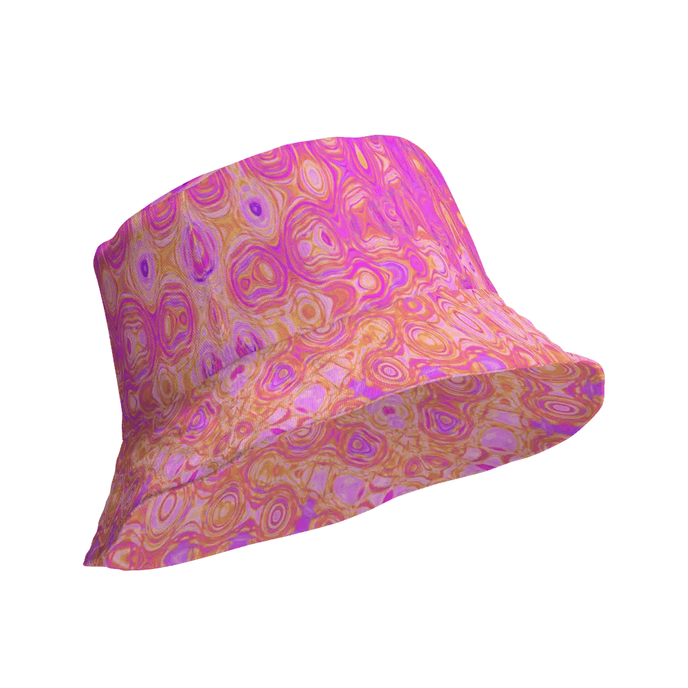 Cool Abstract Pink and Magenta Atomic Retro Zigzags Bucket Hat product image (4)