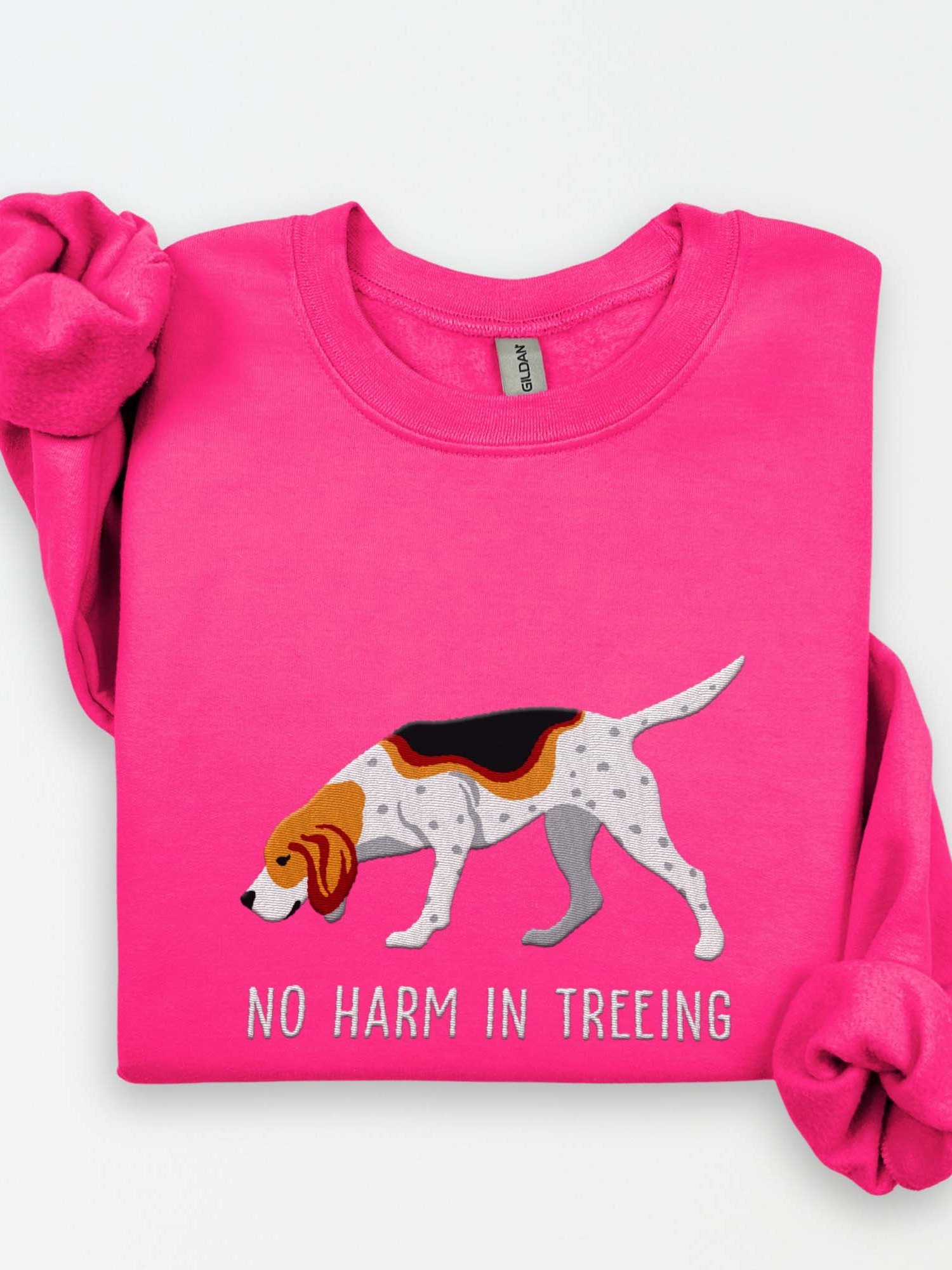 No Harm in Treeing Sweatshirt (Embroidered) of a Treeing Walker Coonhound product image (1)