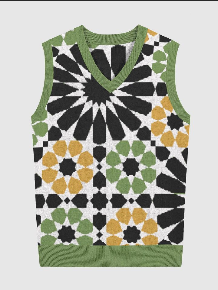 White Green Alhambra Mosaic Tile Knitted Relaxed Vest product image (2)