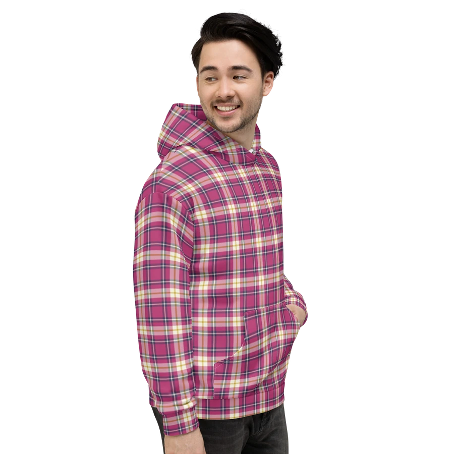 Hot Pink and Navy Blue Plaid Hoodie product image (5)